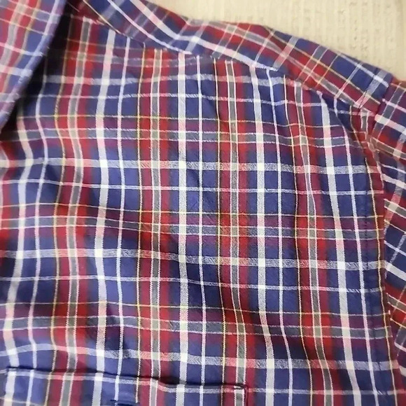 Eddie Bauer Mens Plaid Red and Blue long sleeve Button up Shirt. Size XXL - Picture 4 of 9